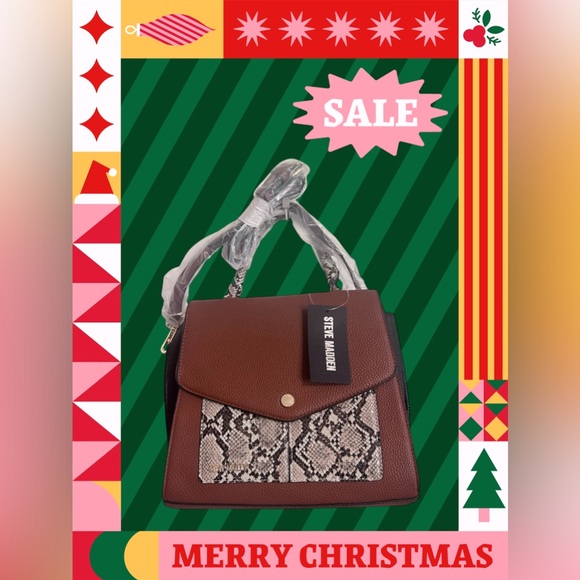 Steve Madden Cognac Animal Print Brown Squared Purse Adjustable Strap - Picture 5 of 5